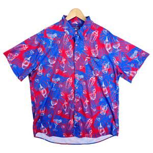 Dixxon Flannel Company Shirt Mens XL Blue Red The Mixer Mixxer Button Up AOP
